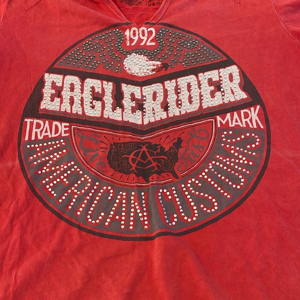 Affliction, rhinestone, Red Graphic Tee size medium - Picture 2 of 7